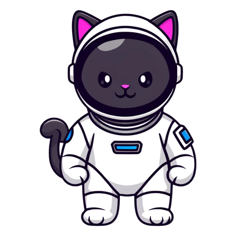 space cat with futuristic visor sticker