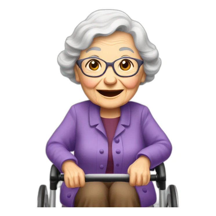 Very old grand ma with rollator sticker