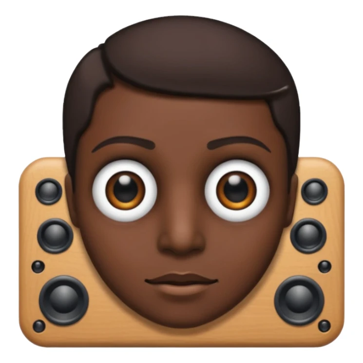 a speaker with eyes Black and buttons sticker