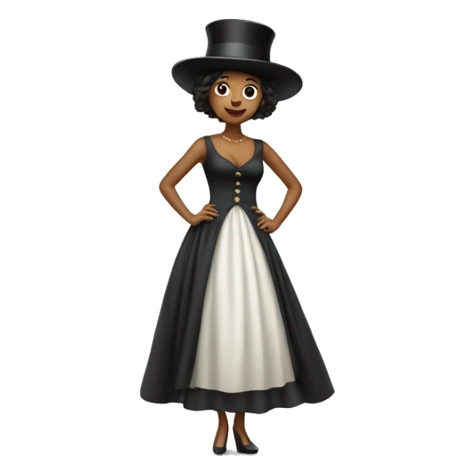 Woman with floaty dress and top hat sticker