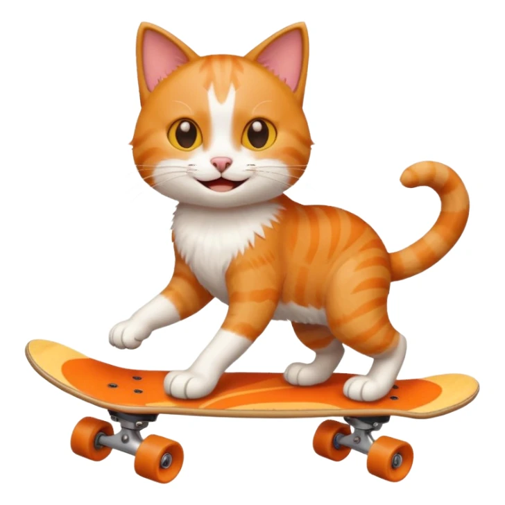 An cat using a skatboard ios emoji sticker