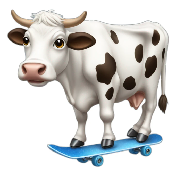 cow ice skatting sticker