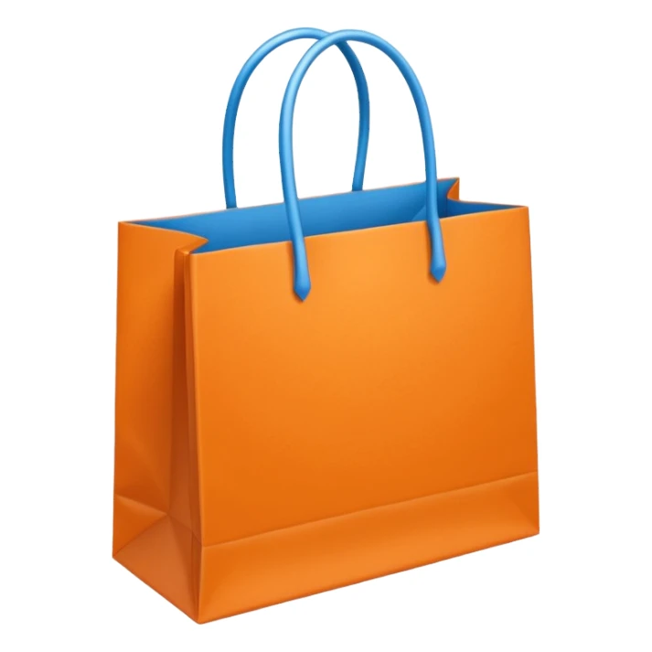 orange gift bag with thick blue handles sticker