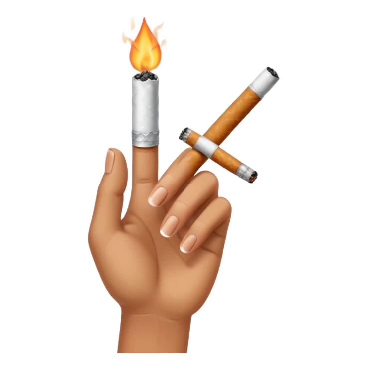 A hand holding a cigarette  sticker
