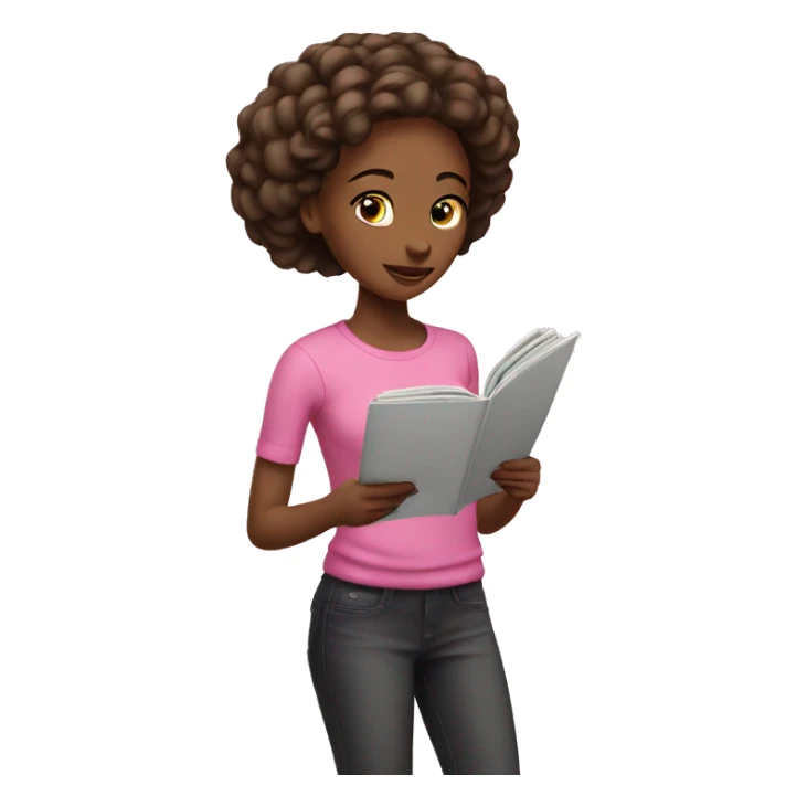 Girl reading magazine pink  sticker