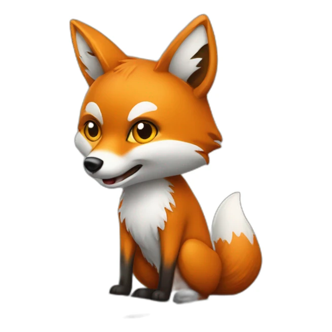 a fox with a computer and a pencil sticker