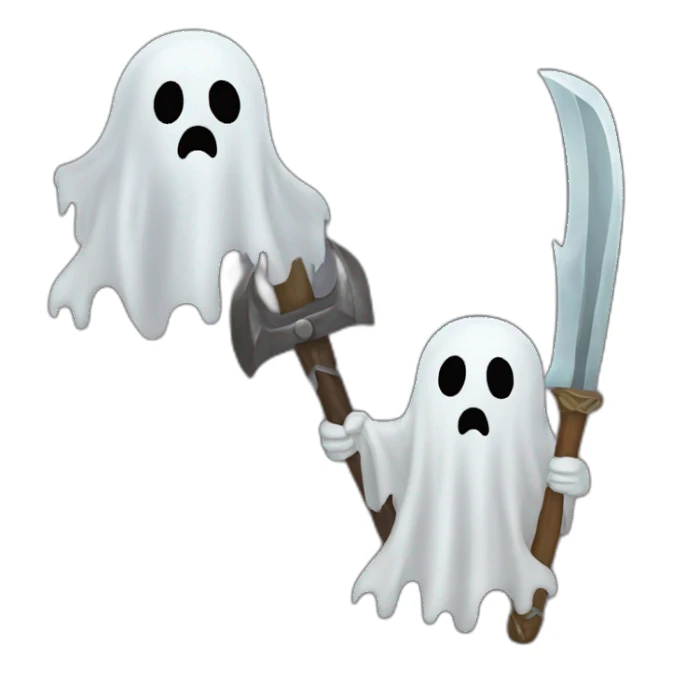 A ghost with a sword vs a zombie with a pickaxe sticker
