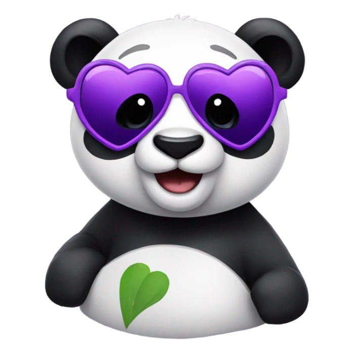 Panda wearing purple heart sunglasses sticker