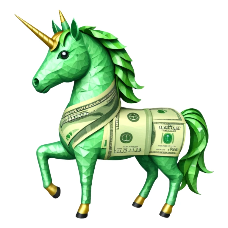 единорог полностью из долларовых купюр, no background sticker