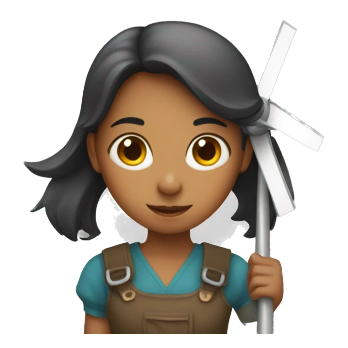 Girl holding a windmill sticker