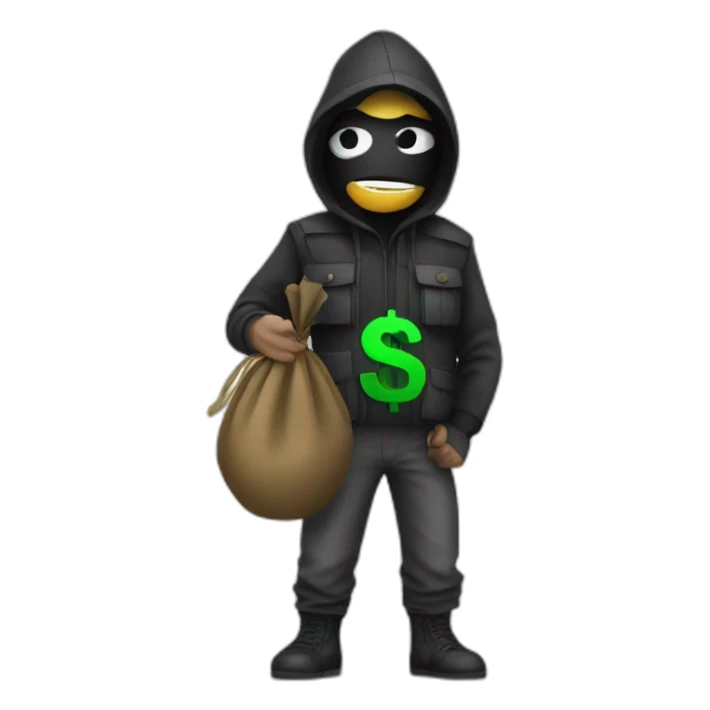 Robber with money bag sticker