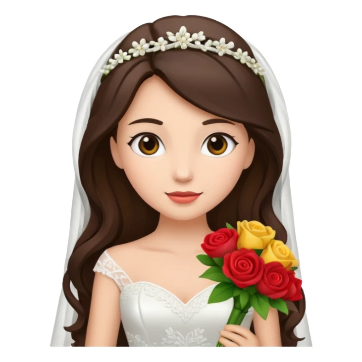 brunette bride with bouqet sticker