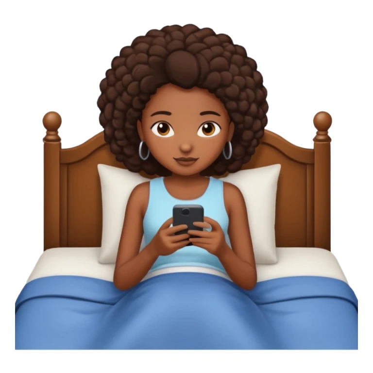 black girl texting on bed sticker