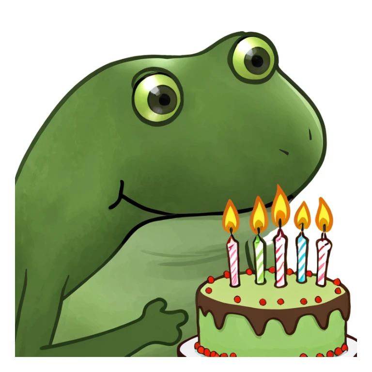 bufo blowing candles on cake sticker