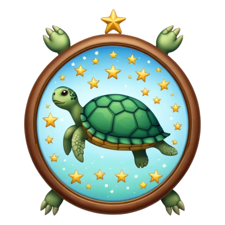 Mirror with turtle and stars sticker