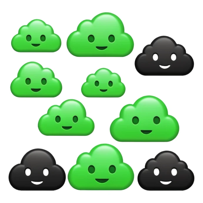 need a perfect emoji pack set for a decentralized infrastructure project for cloud depin etc in web3 crypto black and green neon sticker