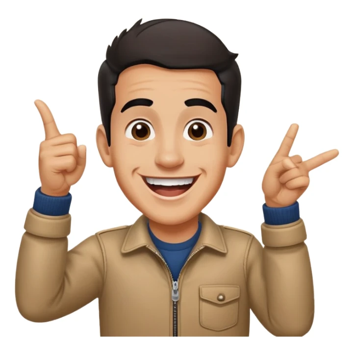 Marc Márquez señalando hacia arriba y riendose sticker