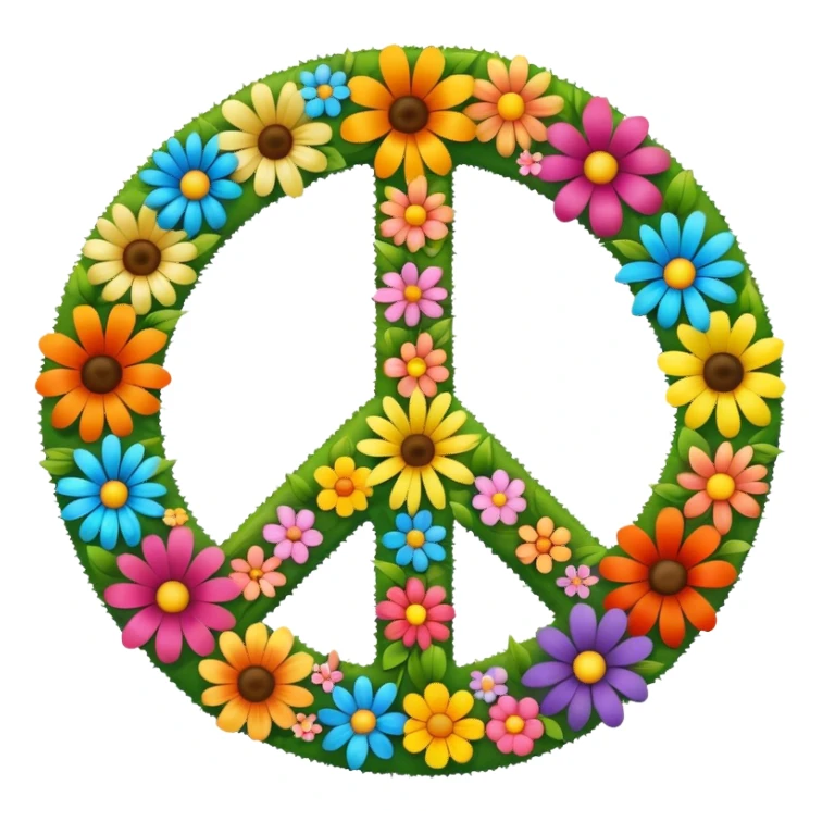Hippie peace sign flowers  sticker