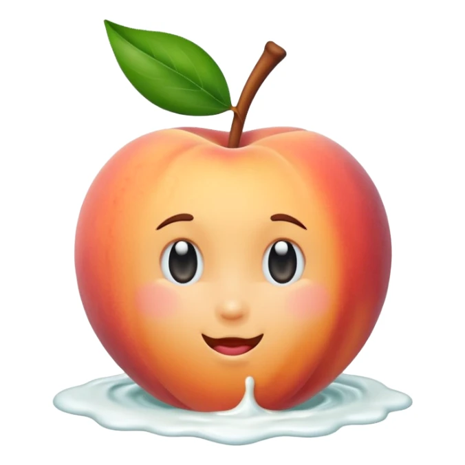 Peach covered with milk sticker