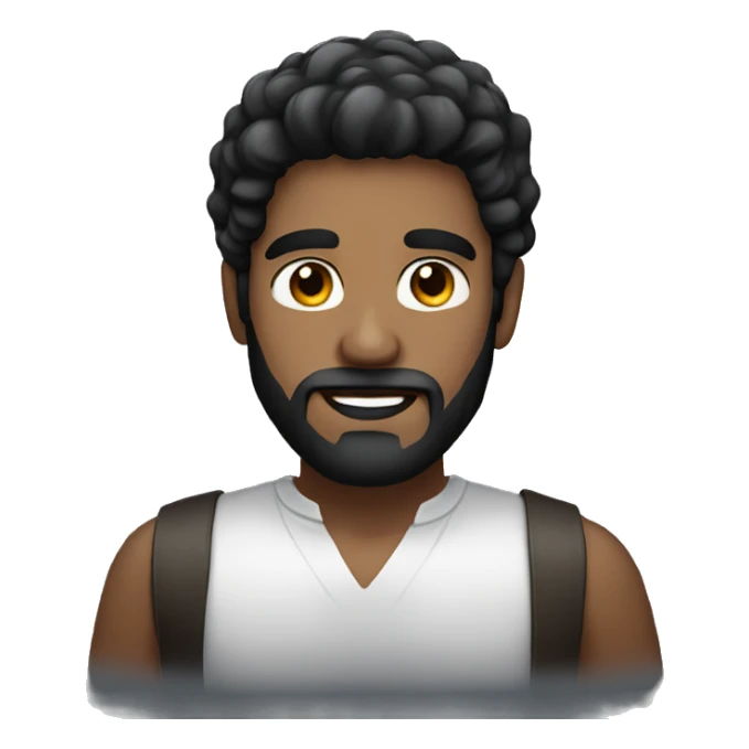 Black hair bearded man cute face sticker