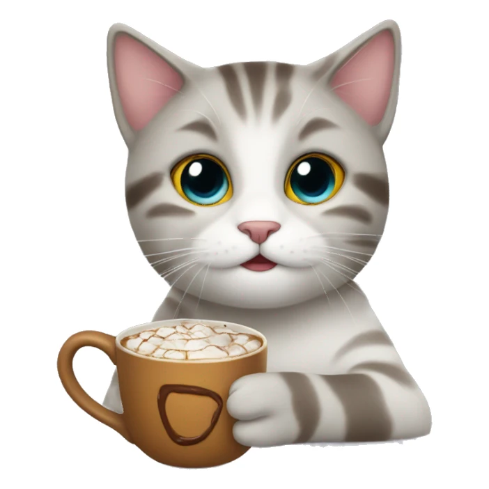 Cat in winter with hot chocolaté sticker