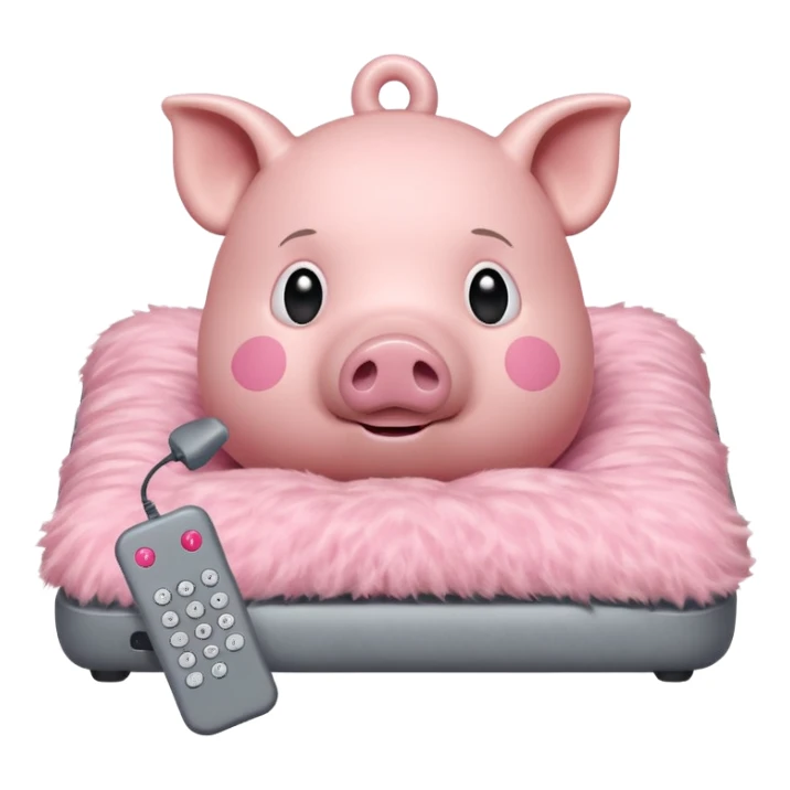Pig on a bed with remote control  sticker