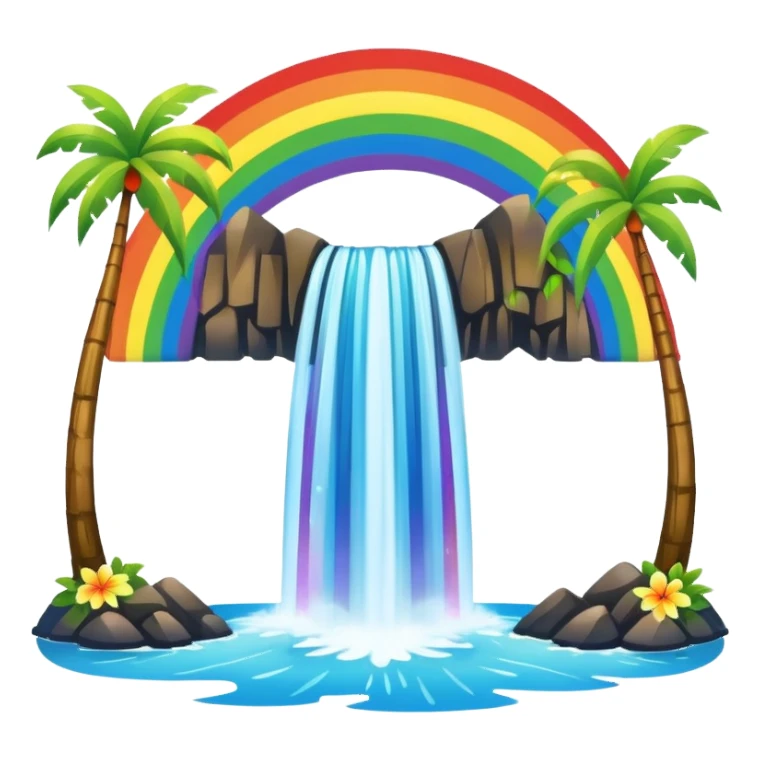 Hawaiian waterfall with rainbow sticker