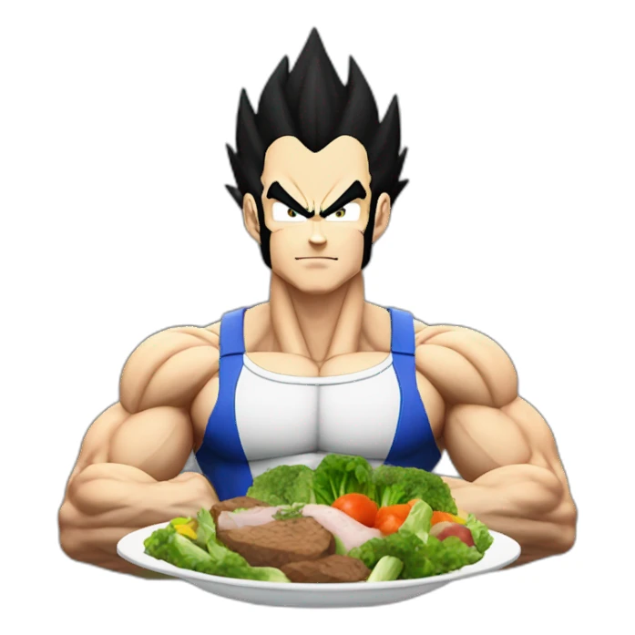 Vegeta eating a bulking meal sticker