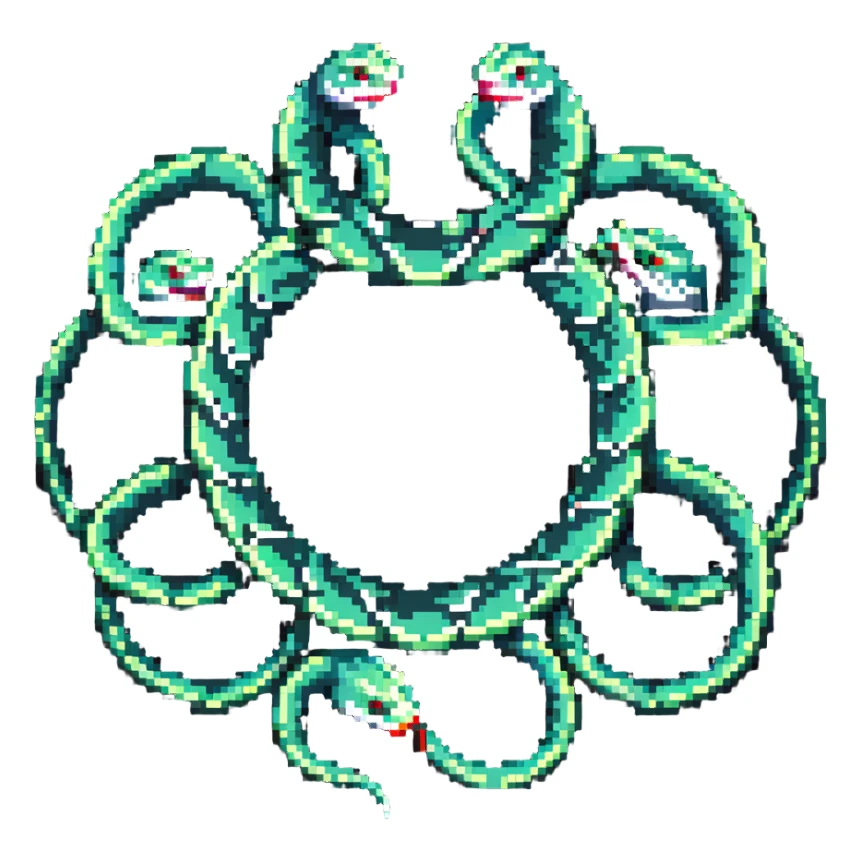 five snakes arranged in a circle sticker