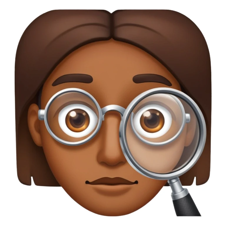 curious face looking through magnifying lenses  sticker