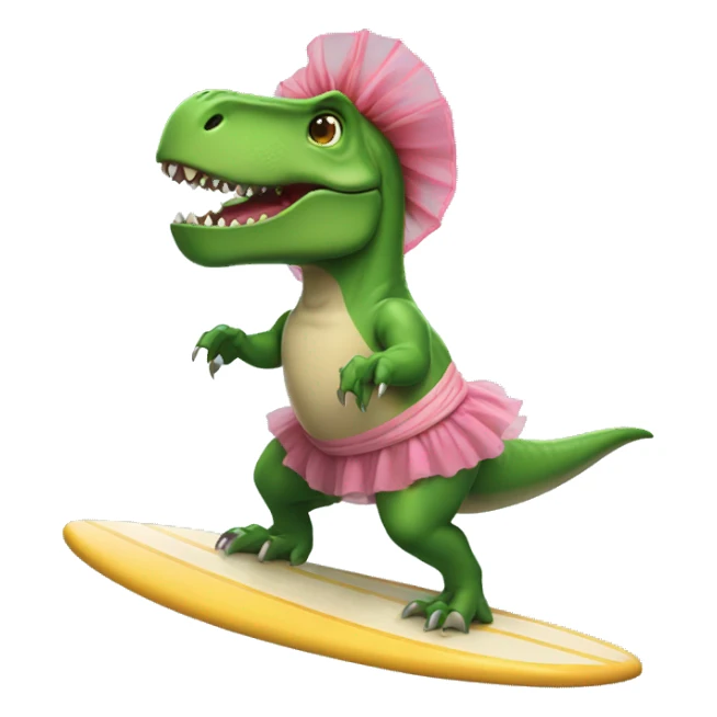 T-rex wearing a tutu on a surfboard sticker