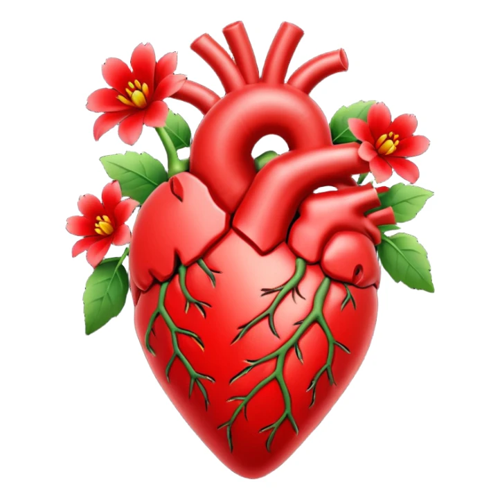 Real heart with made my red flowers tiny sticker