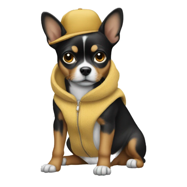 Chihauha wearing designer sticker