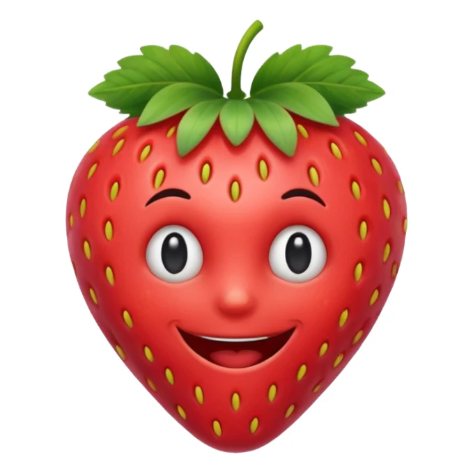 Emoji smiling with a strawberry sticker