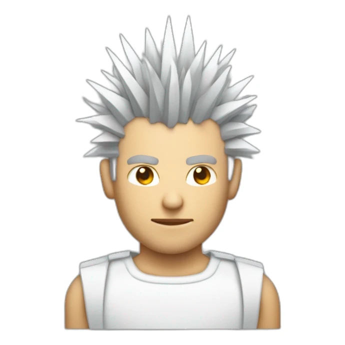 spiky hair white man cyborg pixelated sticker
