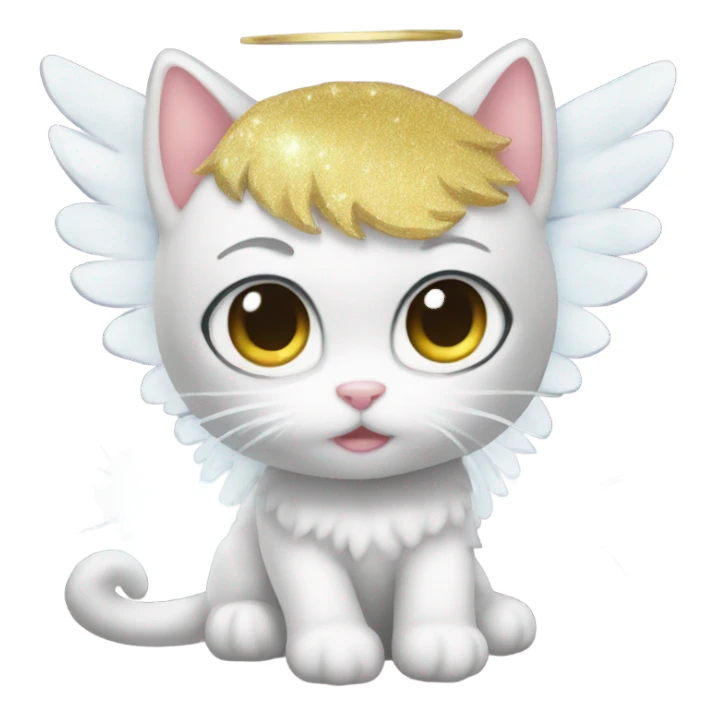 angel kitty with glitter sticker
