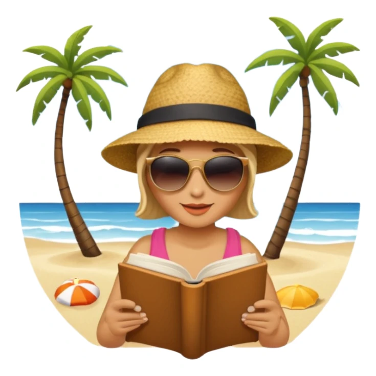 Reading a book at the beach. sticker