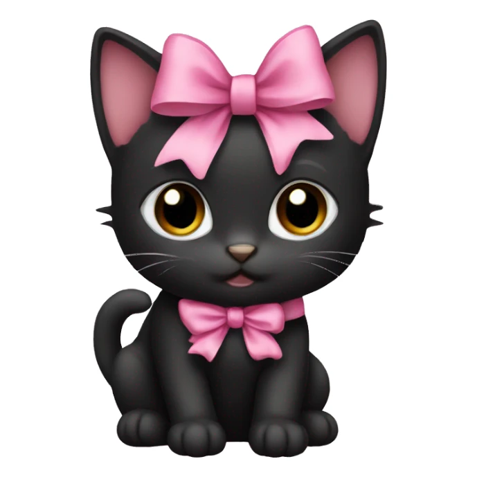 Black kitten with pink bow sticker
