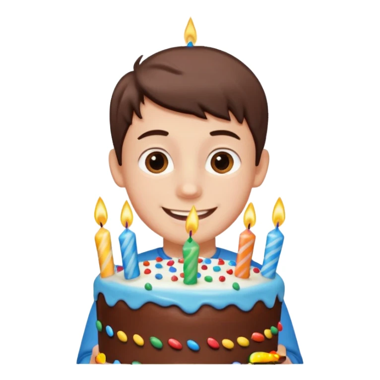 boy with birthday cake sticker