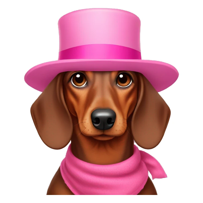 brown dachshund wearing a pink hat  sticker