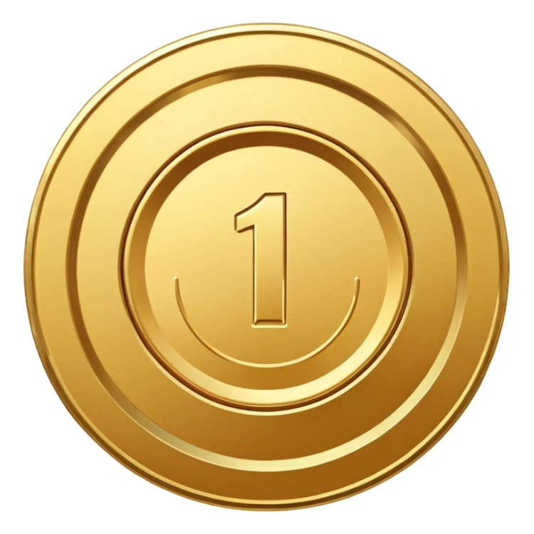 gold medal with a 1 inside sticker