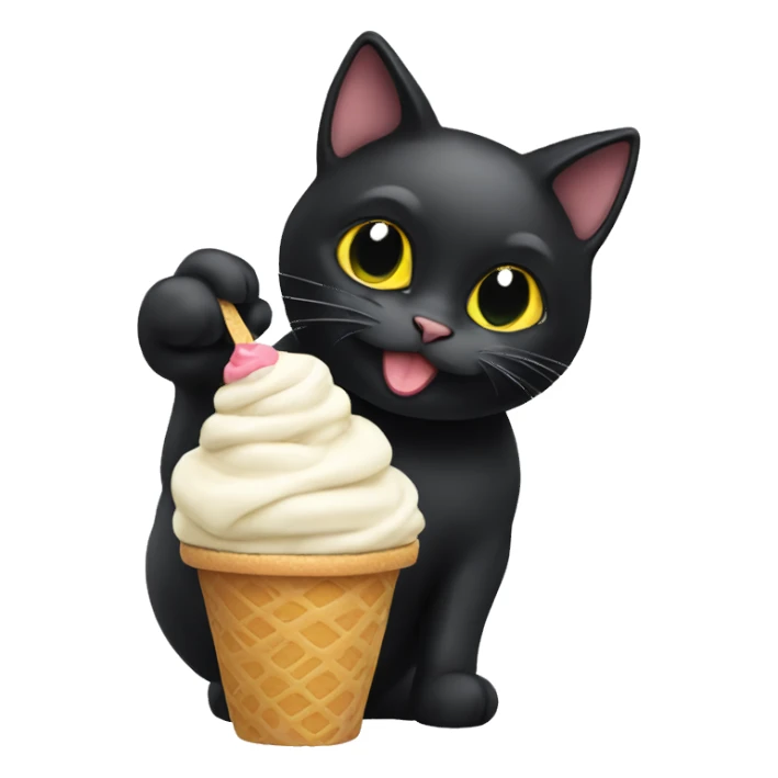 Black cat eating ice cream  sticker