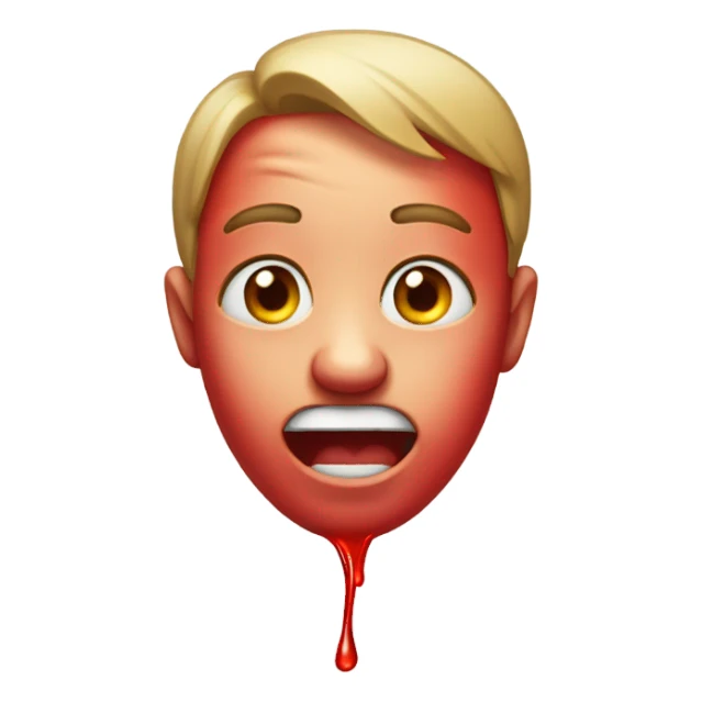 Red tears streaming down face, laughing, eyes wide open  sticker