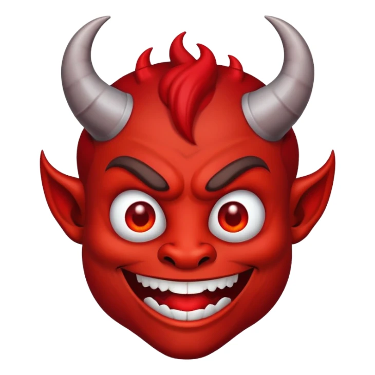 Scary red devil with horns and evil grin sticker