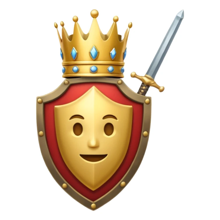 Powerful emoji with only sword, shield and crown sticker