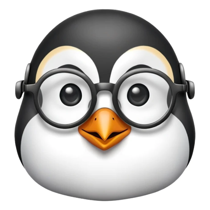 penguin head wearing round glasses, cute, smart looking sticker