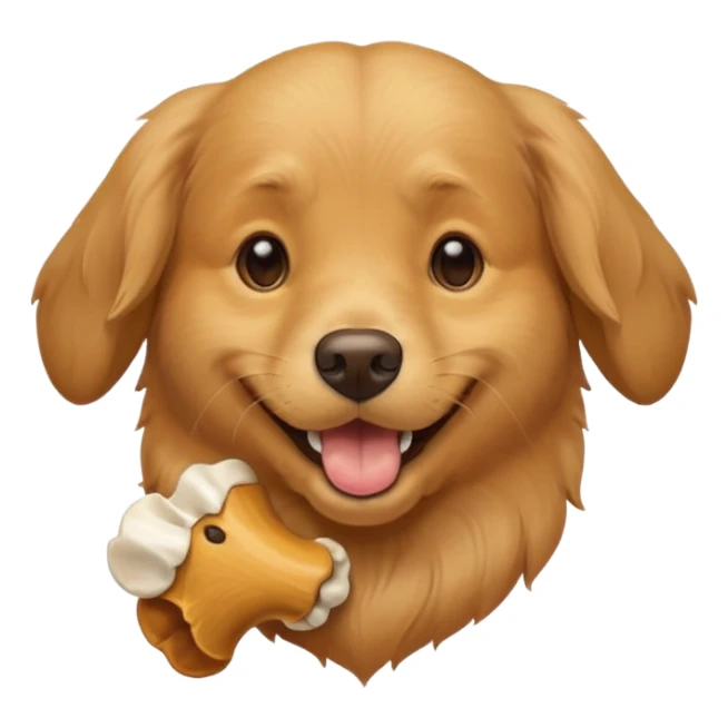 dog faace with bone in mouth sticker