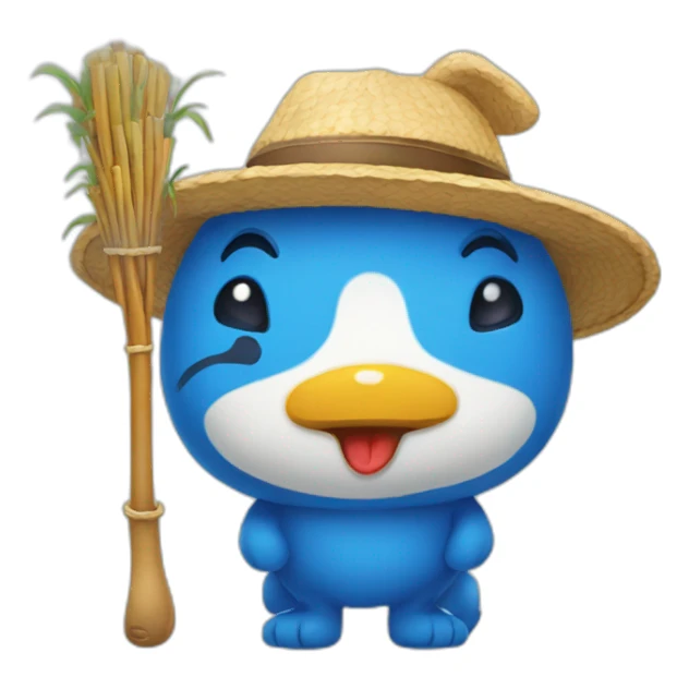 Chat bleu avec une canne a peche sticker