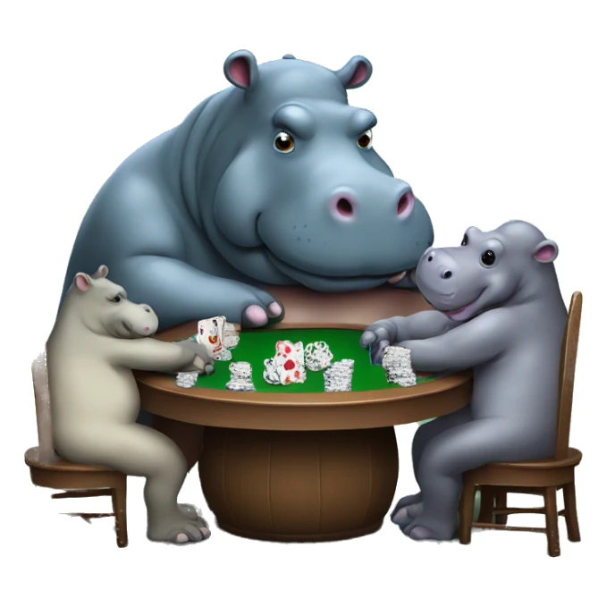 Hippo playing poker with other Hippo  sticker