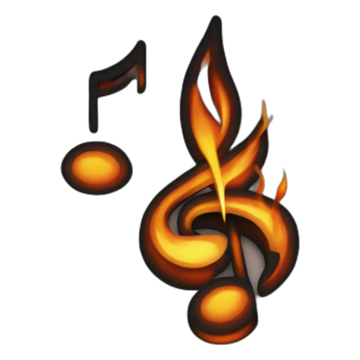 fire, fire behind music-note/treble/clef emoji sticker